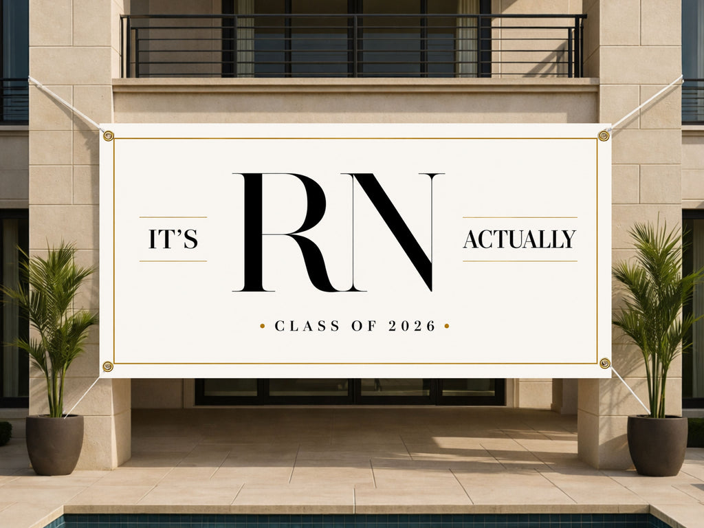 RN Graduation Banner, Nurse Grad Party Sign, Minimalist Nursing Backdrop