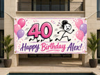 Funny 40th Birthday Banner, Running From 40 Sign, Women Backdrop