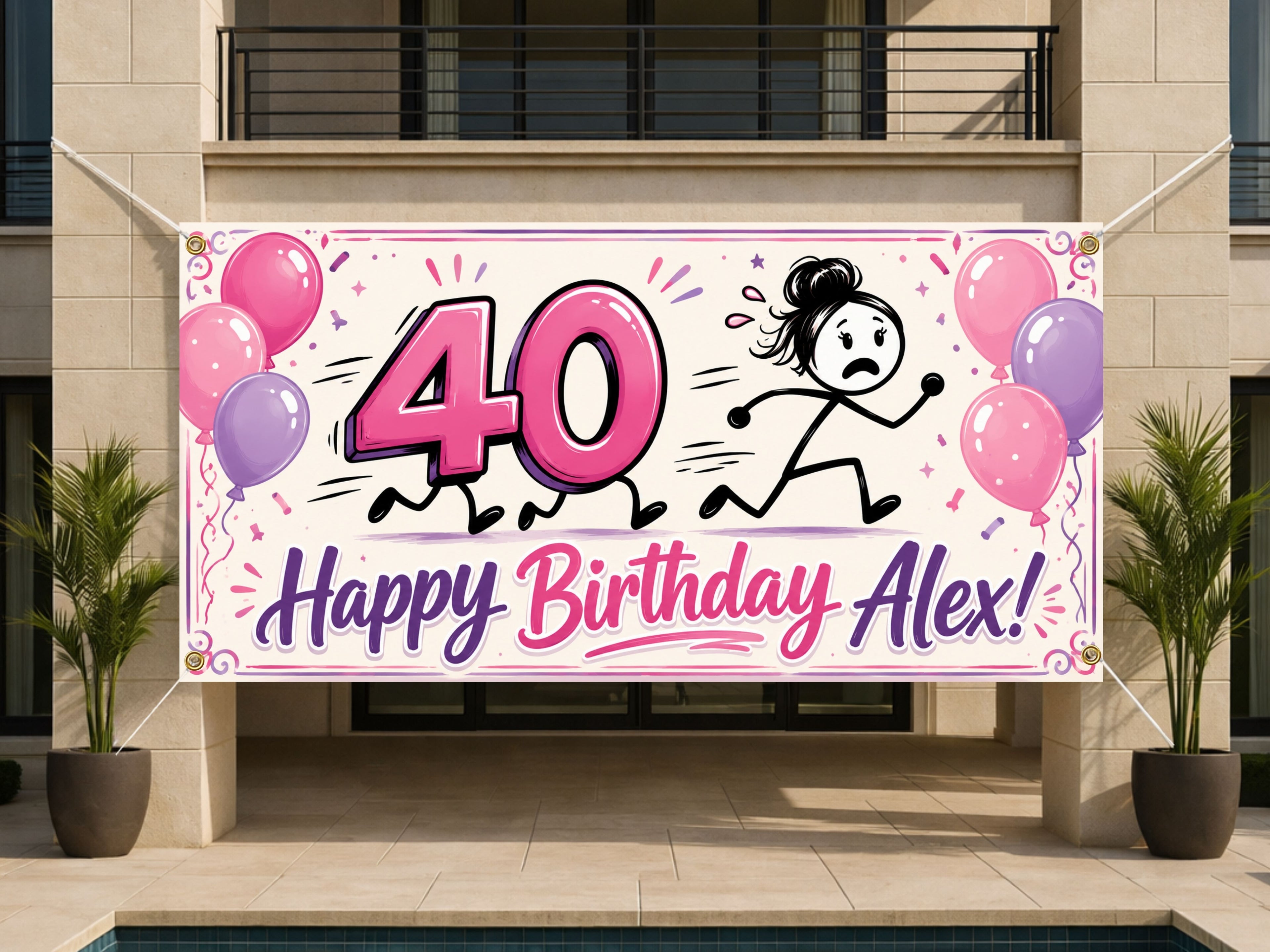 Funny 40th Birthday Banner, Running From 40 Sign, Women Backdrop
