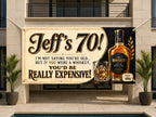 Funny 70th Birthday Banner, Whiskey Party Sign, Mens Photo Backdrop