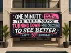 Funny 50th Birthday Banner, Car Stereo Joke Sign, Party Backdrop