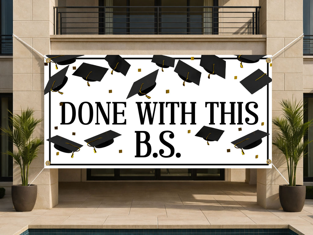 Bachelor of Science Graduation Banner, BS Grad Party Sign, College Photo Backdrop