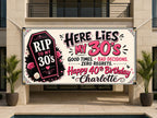 40th Birthday Banner, RIP 30s Party Sign, Gothic Photo Backdrop