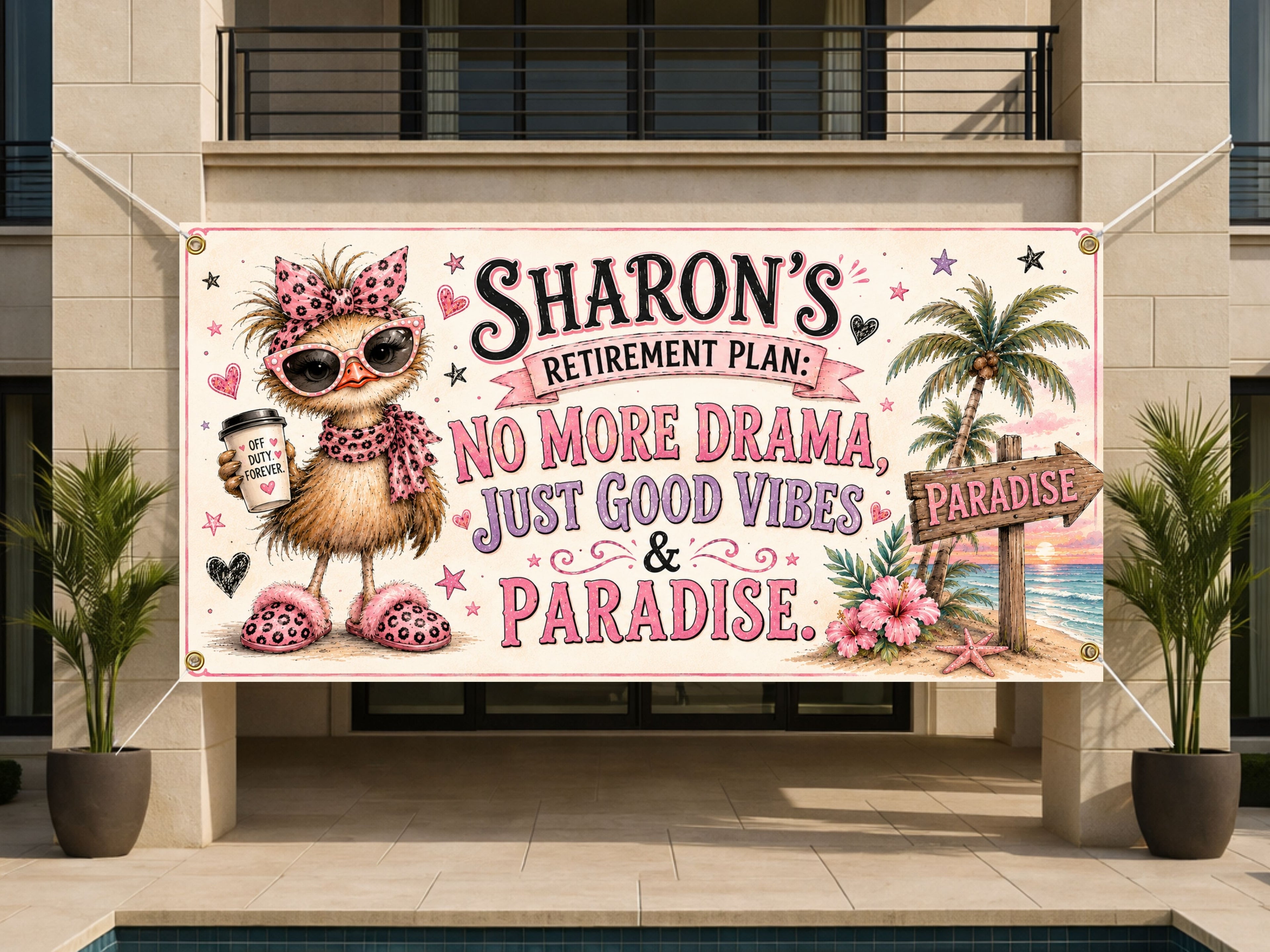Funny Retirement Banner, No More Drama Sign, Women Backdrop