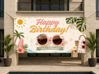 Kids Tropical Birthday Banner, Beach Party Birthday Sign, Summer Birthday Decor