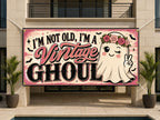 Funny Vintage Ghoul Birthday Banner, Halloween Party Backdrop, Custom Ghost Sign