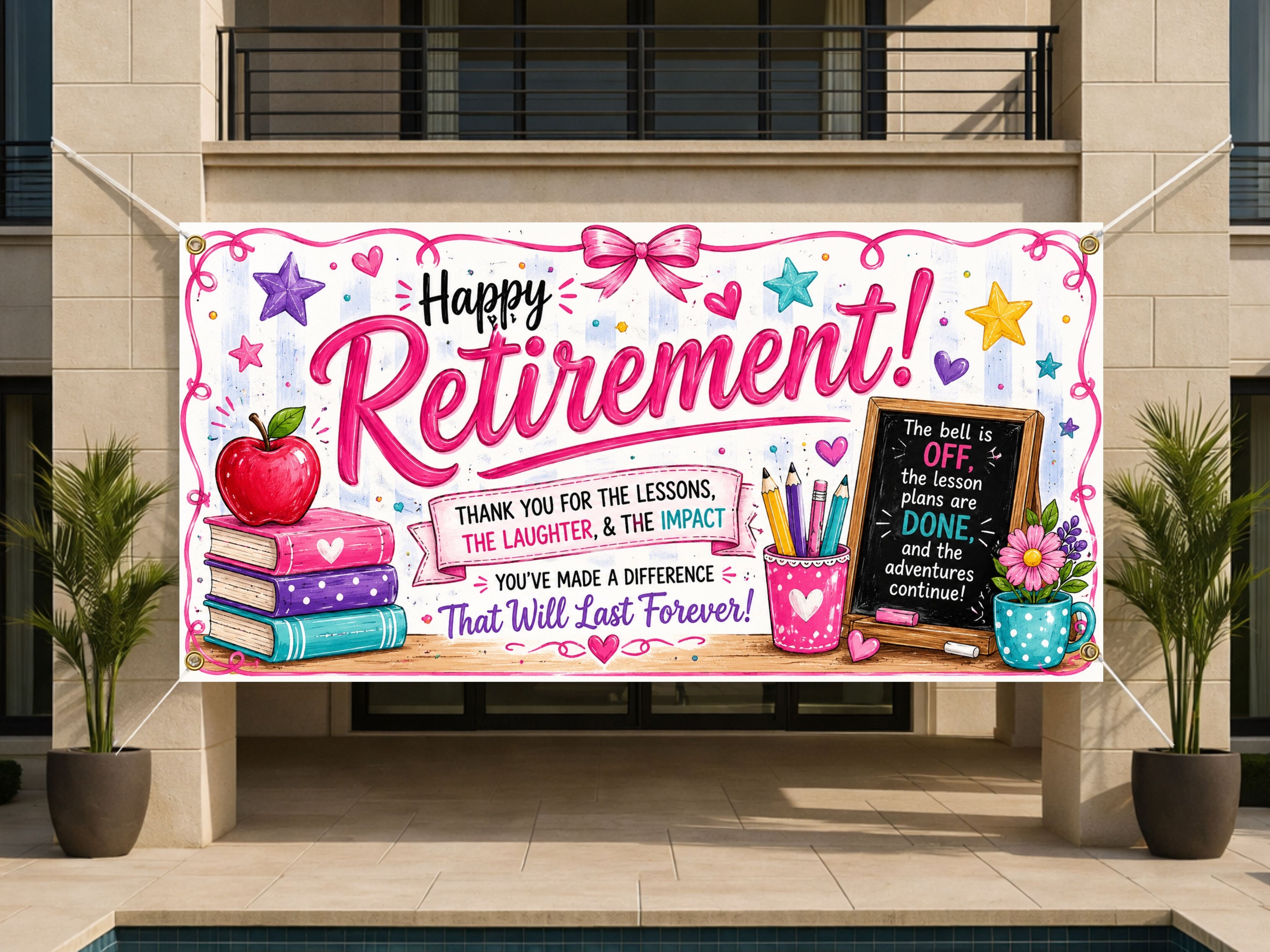 Teacher Retirement Banner, Retirement Party Sign, School Farewell Decor