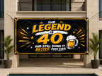 40th Birthday Banner, Funny Beer Party Backdrop, Legend Birthday Sign