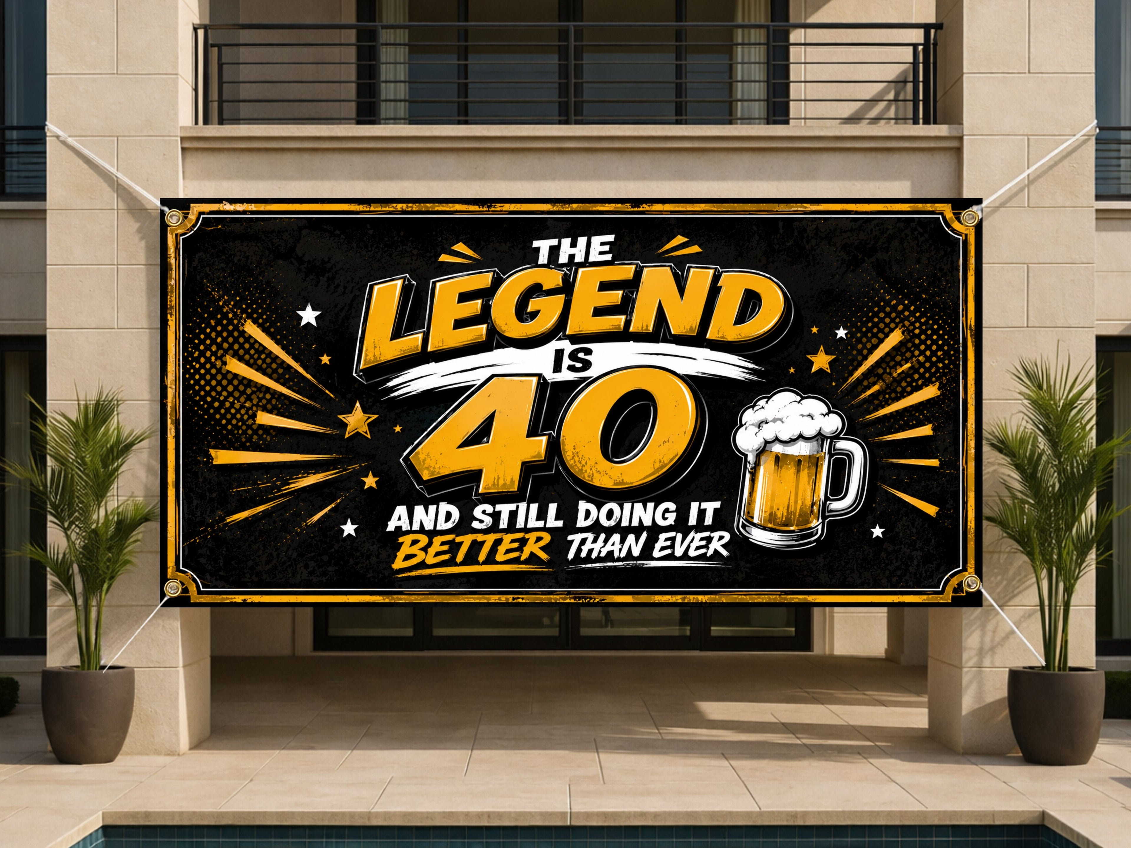 40th Birthday Banner, Funny Beer Party Backdrop, Legend Birthday Sign
