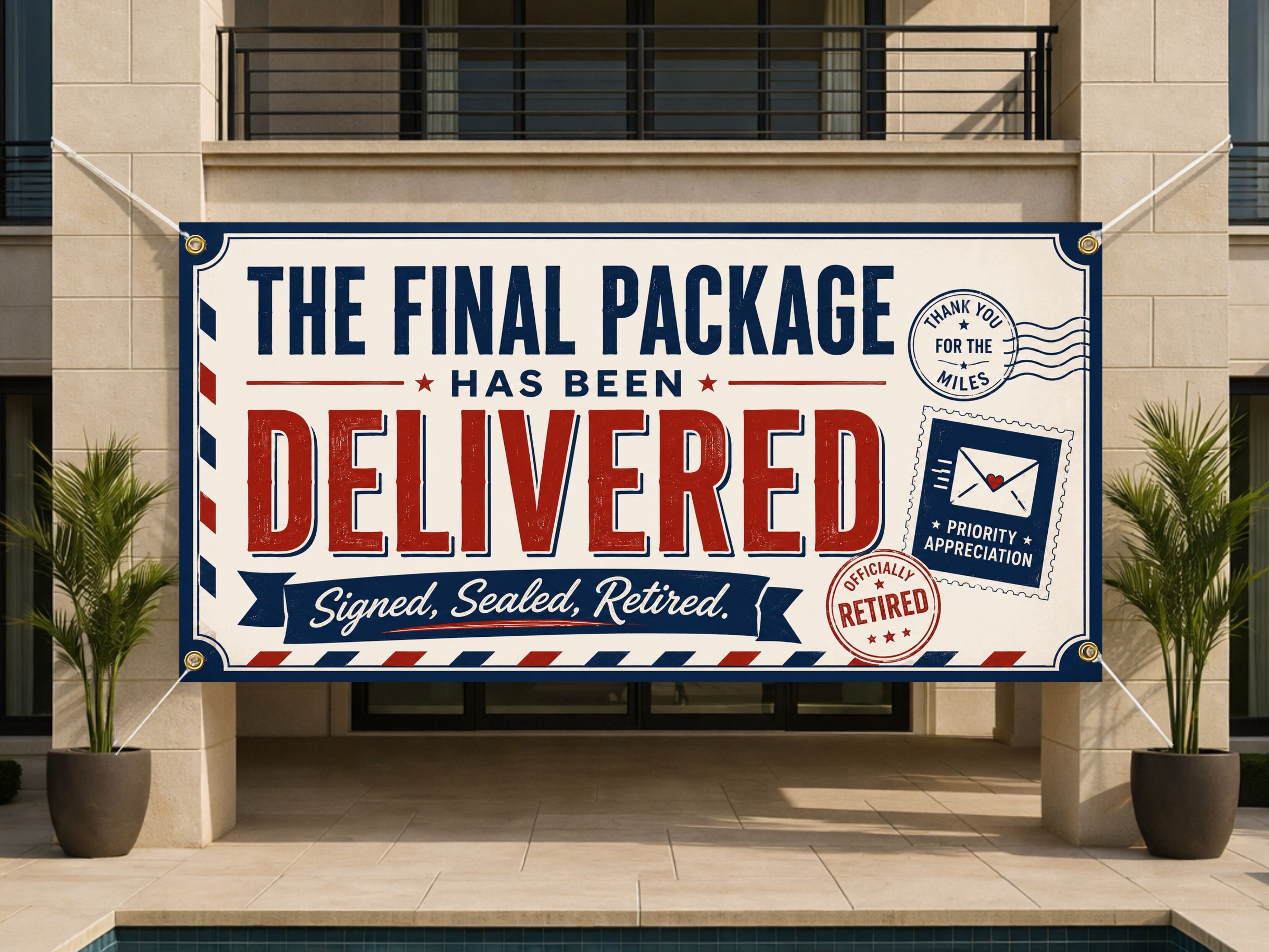 Funny Retirement Banner, Personalized Retirement Party Sign, Postal Worker