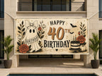 Funny 40th Birthday Banner, Ghost Party Backdrop, Spooky Birthday Decor