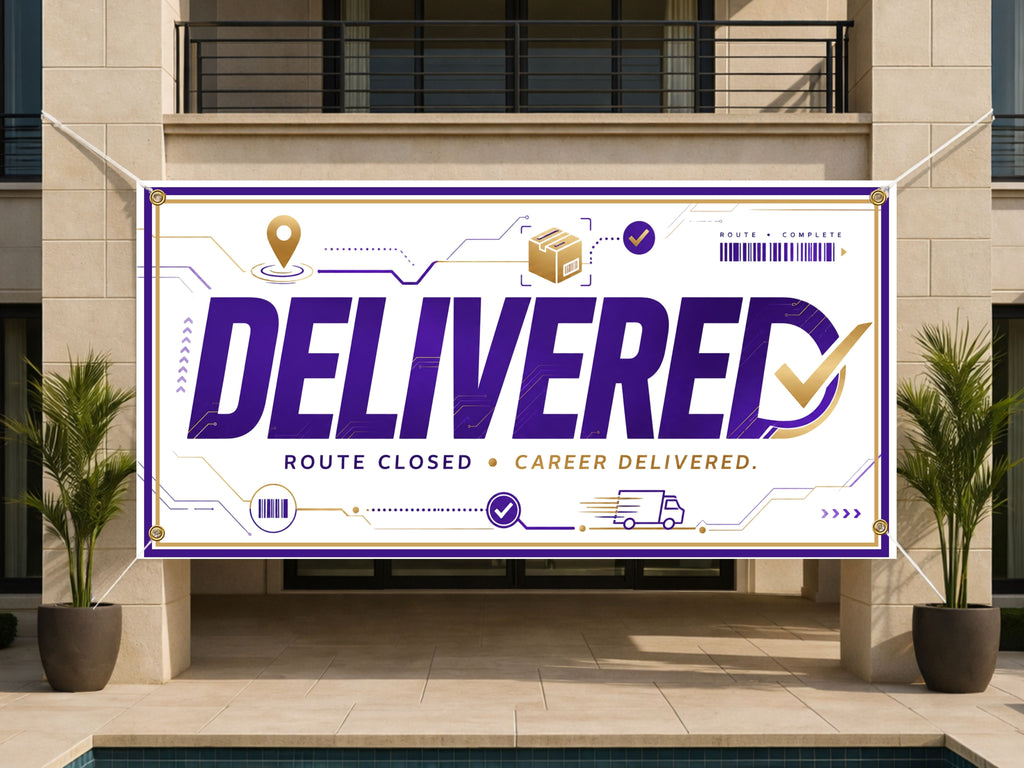 Retirement Party Banner, Delivered Retirement Sign, Delivery Driver Backdrop