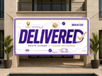 Retirement Party Banner, Delivered Retirement Sign, Delivery Driver Backdrop