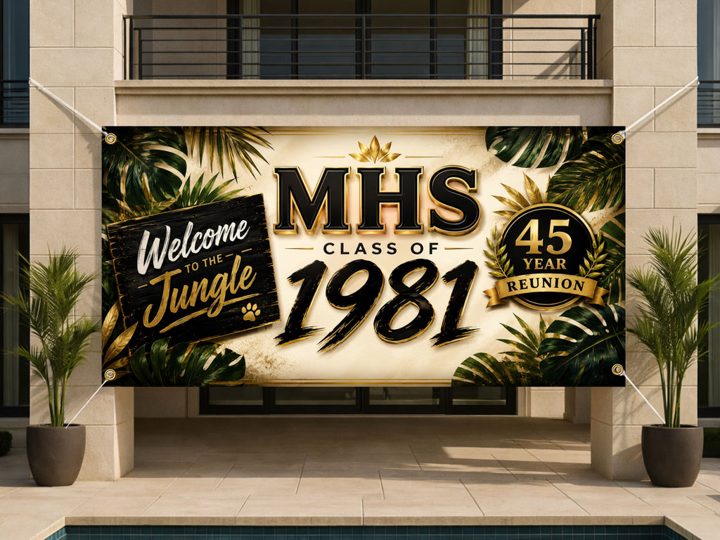 Jungle Reunion Banner, Class Reunion Sign, Alumni Photo Backdrop