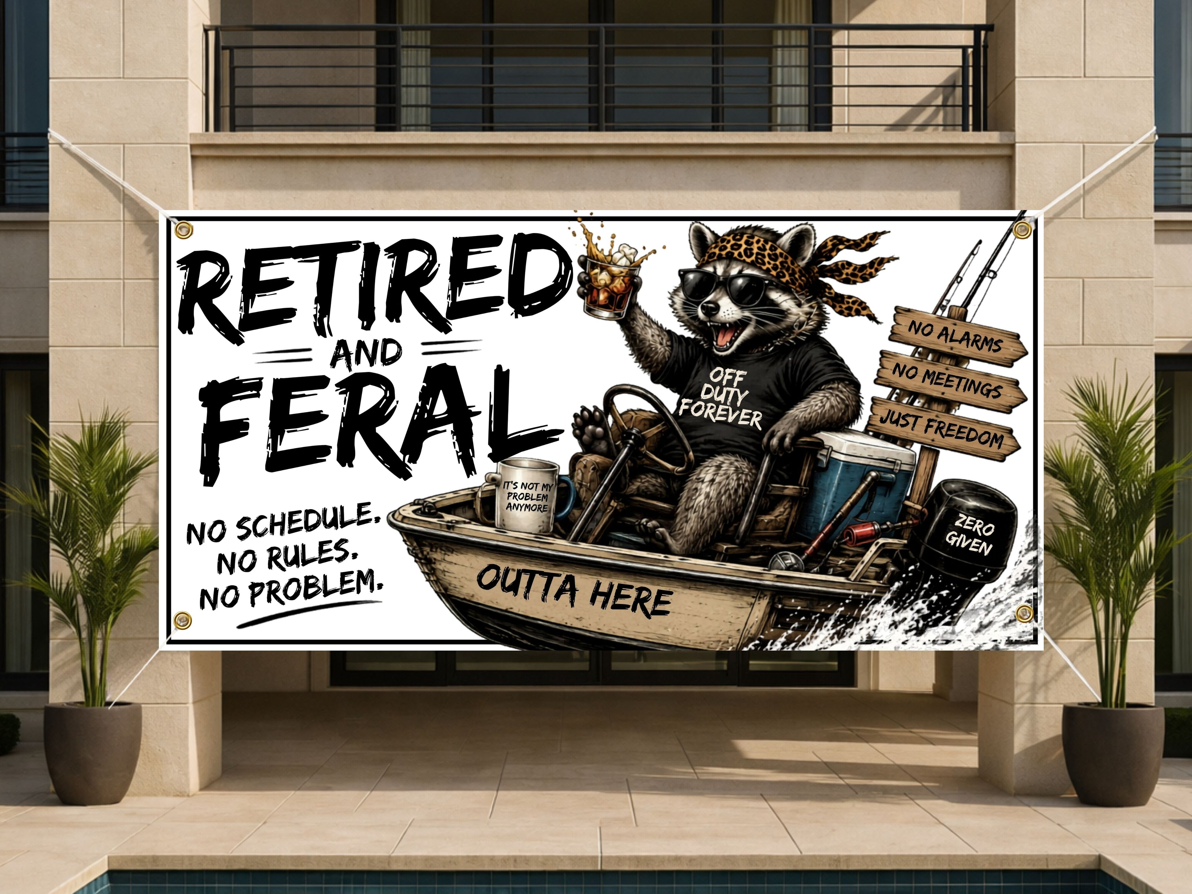 Funny Retirement Party Sign, Off Duty Forever Fishing Retirement, Sarcastic Coworker Farewell