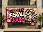 Funny 4th Birthday Banner, Feral Raccoon Sign, Kid Backdrop