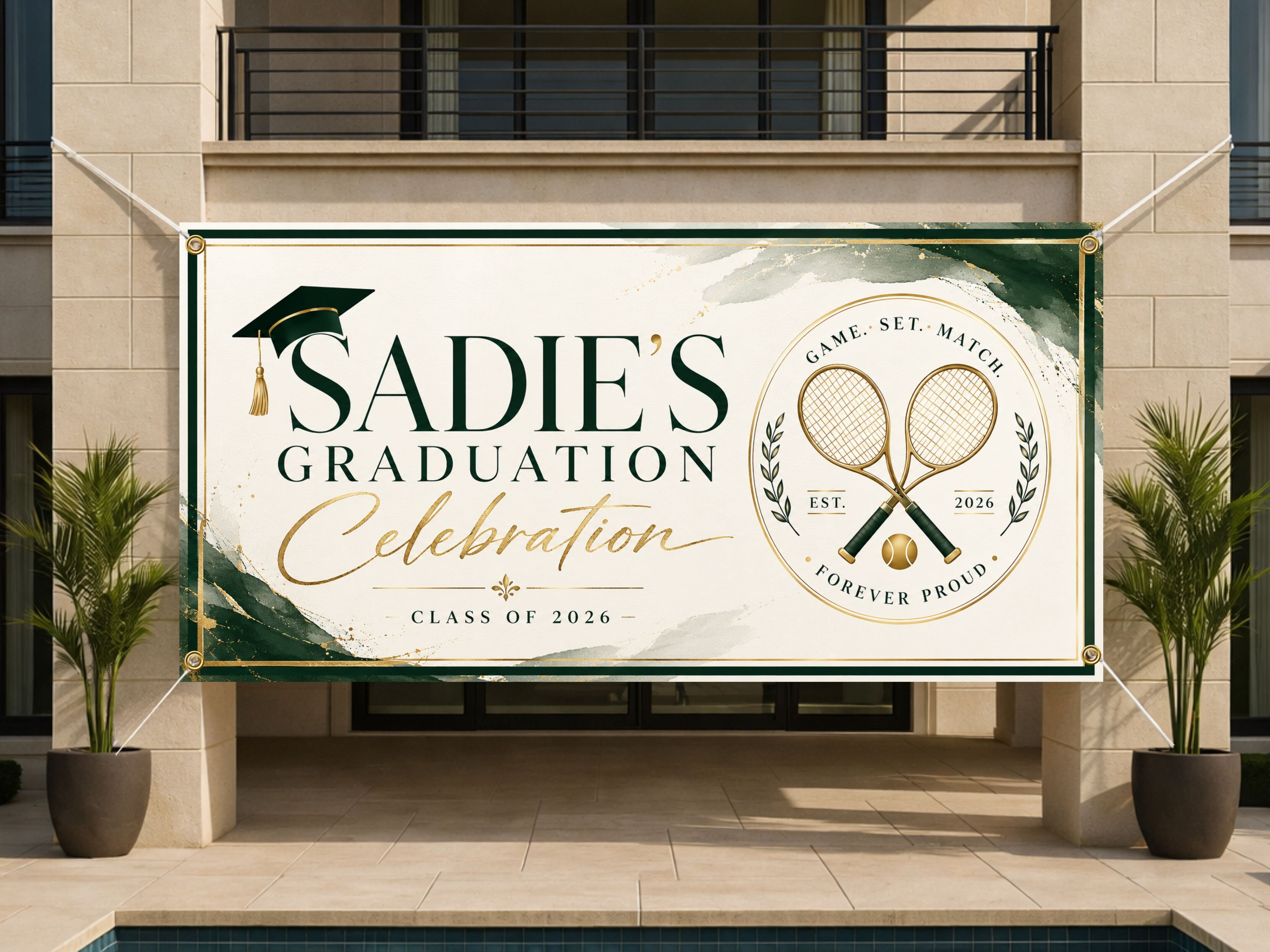 Tennis Graduation Banner, Senior Athlete Sign, Custom Name Backdrop