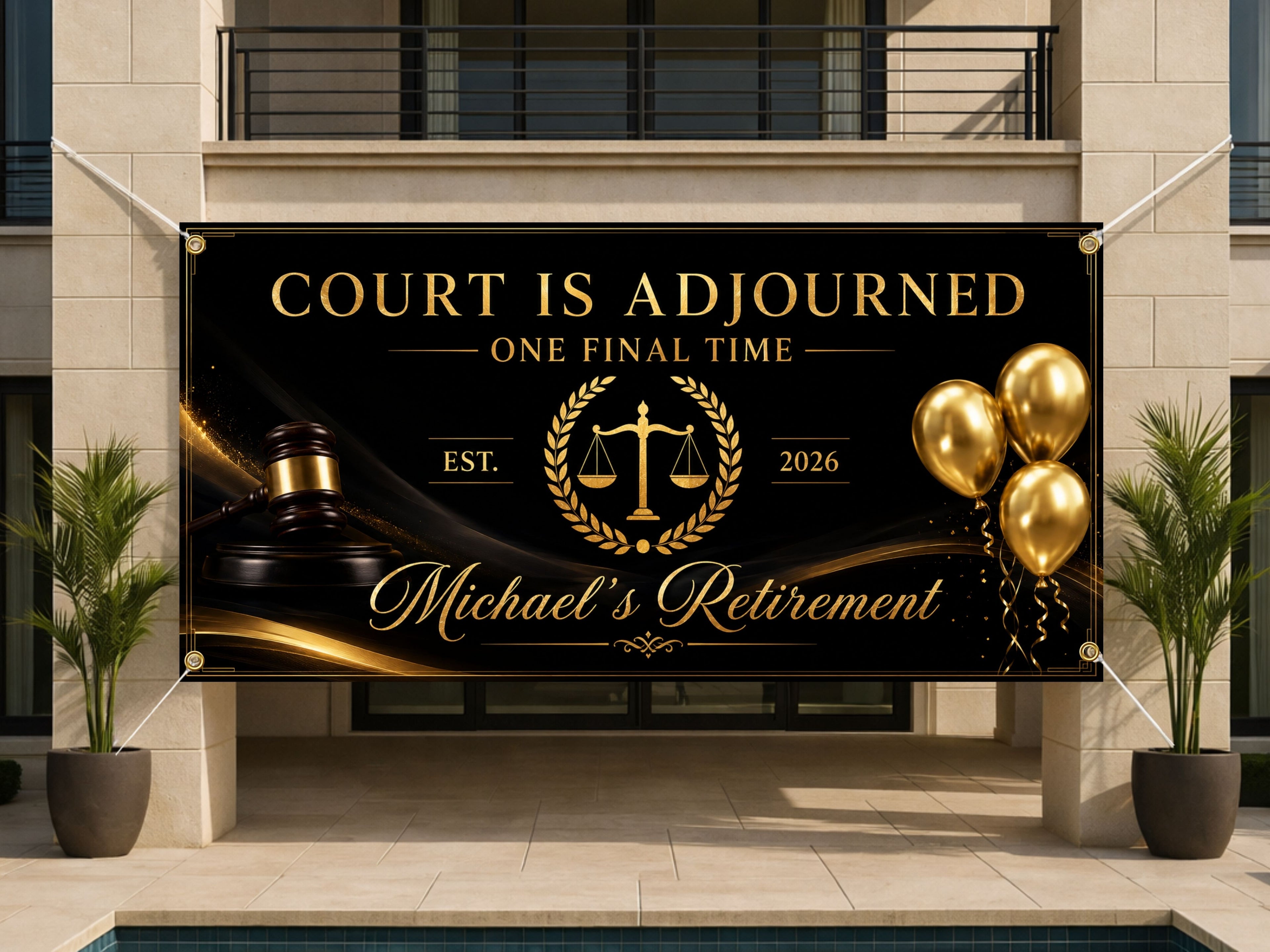 Judge Retirement Banner, Court Retirement Sign, Personalized Farewell Decor