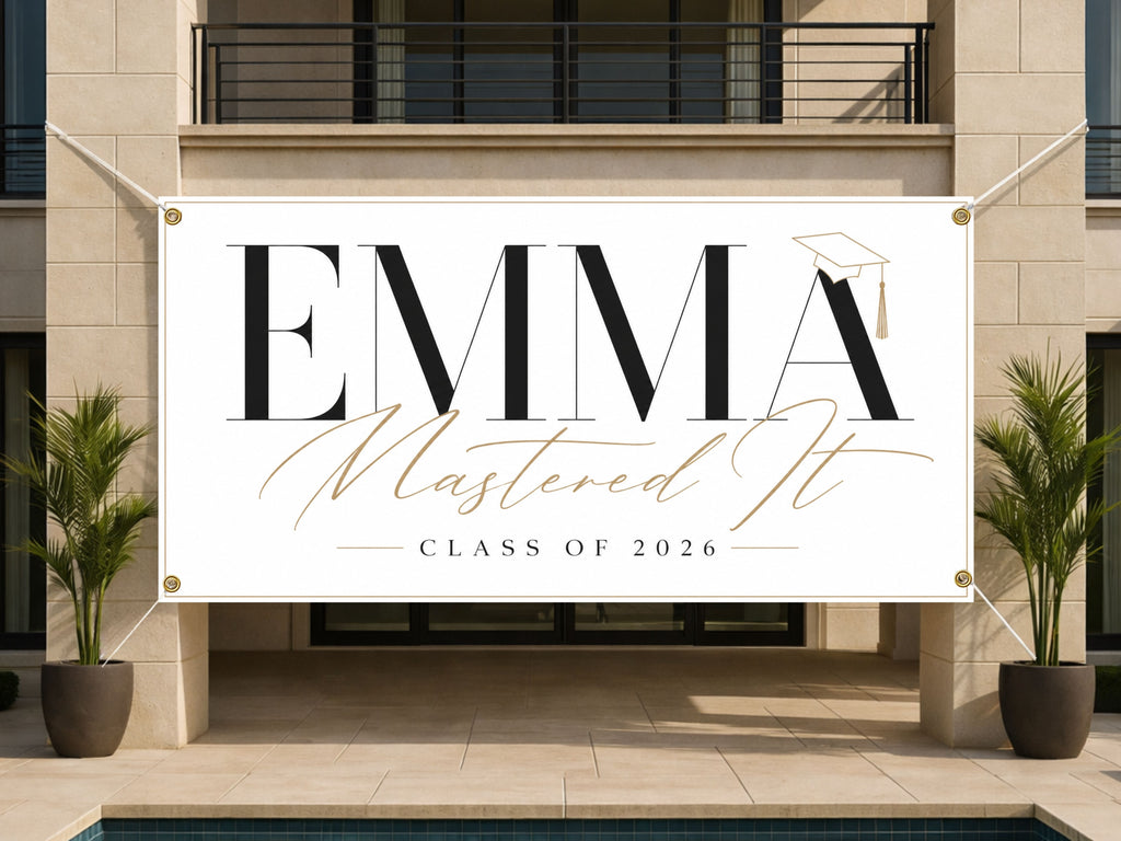 Graduation Banner, Personalized Grad Party Sign, Custom Name Backdrop