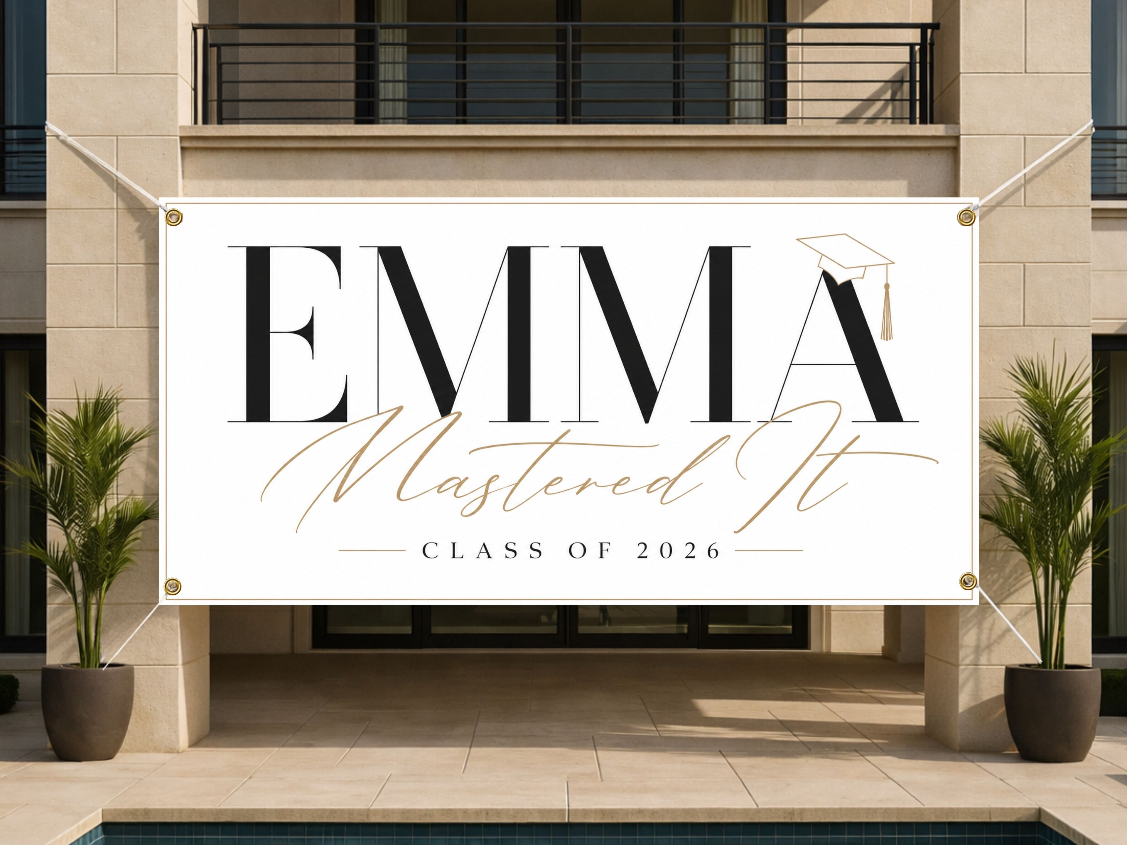 Graduation Banner, Personalized Grad Party Sign, Custom Name Backdrop