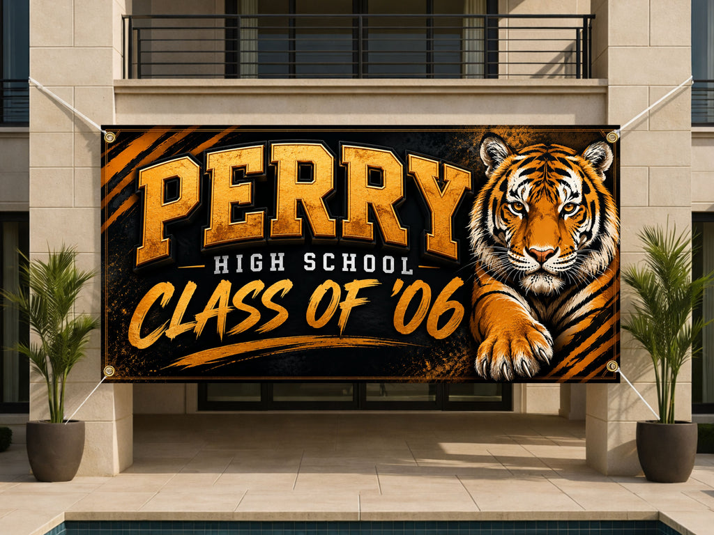Custom High School Reunion Banner, Personalized Class Reunion Banner, Mascot Photo Backdrop