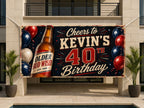 Funny 40th Birthday Banner, Beer Party Sign, Man Photo Backdrop