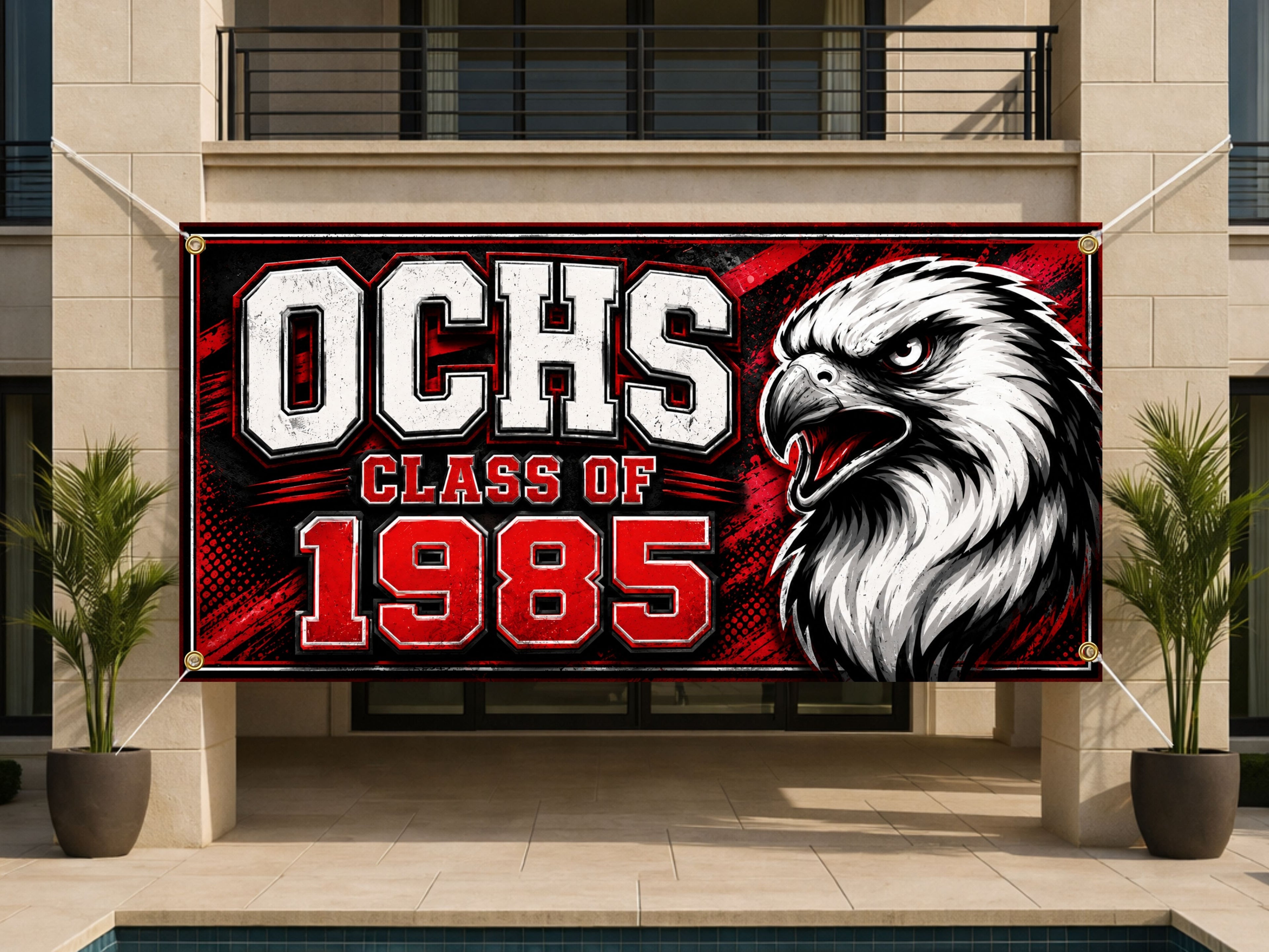 Custom Class Reunion Banner, Personalized Alumni Banner, Eagle Mascot Backdrop