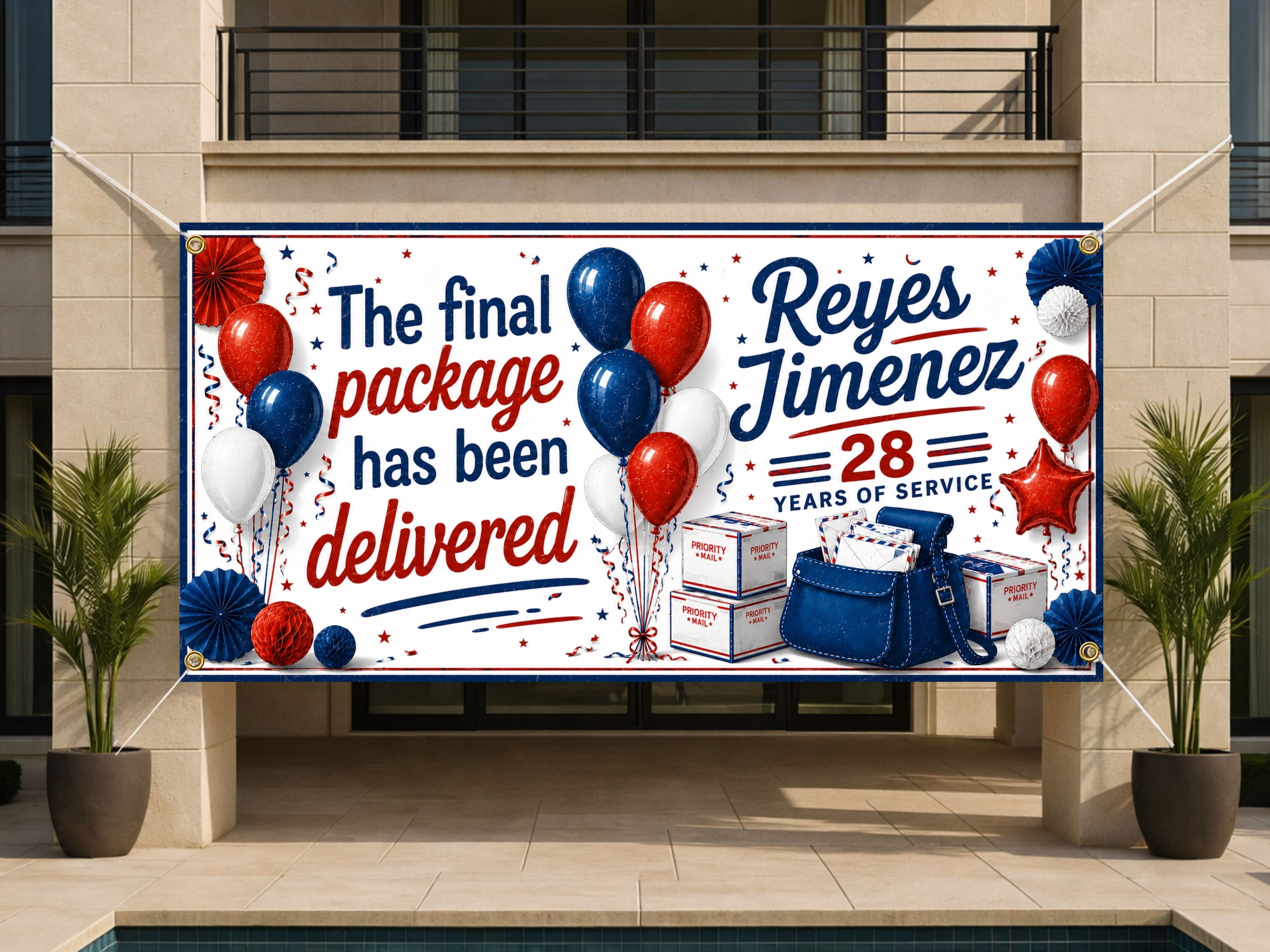 Funny Retirement Banner, Personalized Postal Retirement Sign, Mail Carrier