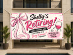 Funny Retirement Banner, Busy Forever Sign, Women Office Backdrop
