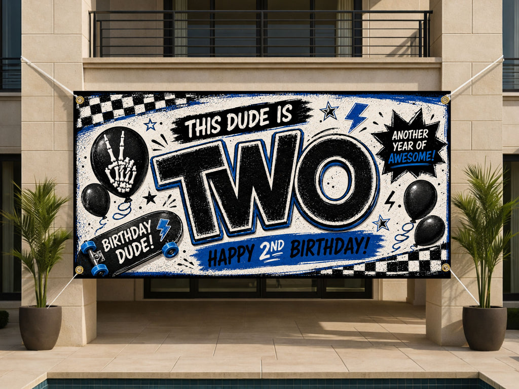 Skateboard 2nd Birthday Banner