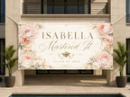 Masters Graduation Banner, Personalized Grad Party Sign, Floral Name Backdrop