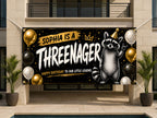 3rd Birthday Banner, Threenager Party Backdrop, Funny Raccoon Sign