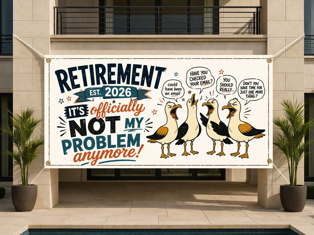 Funny Coworker Retirement Banner, Sarcastic Retirement Sign