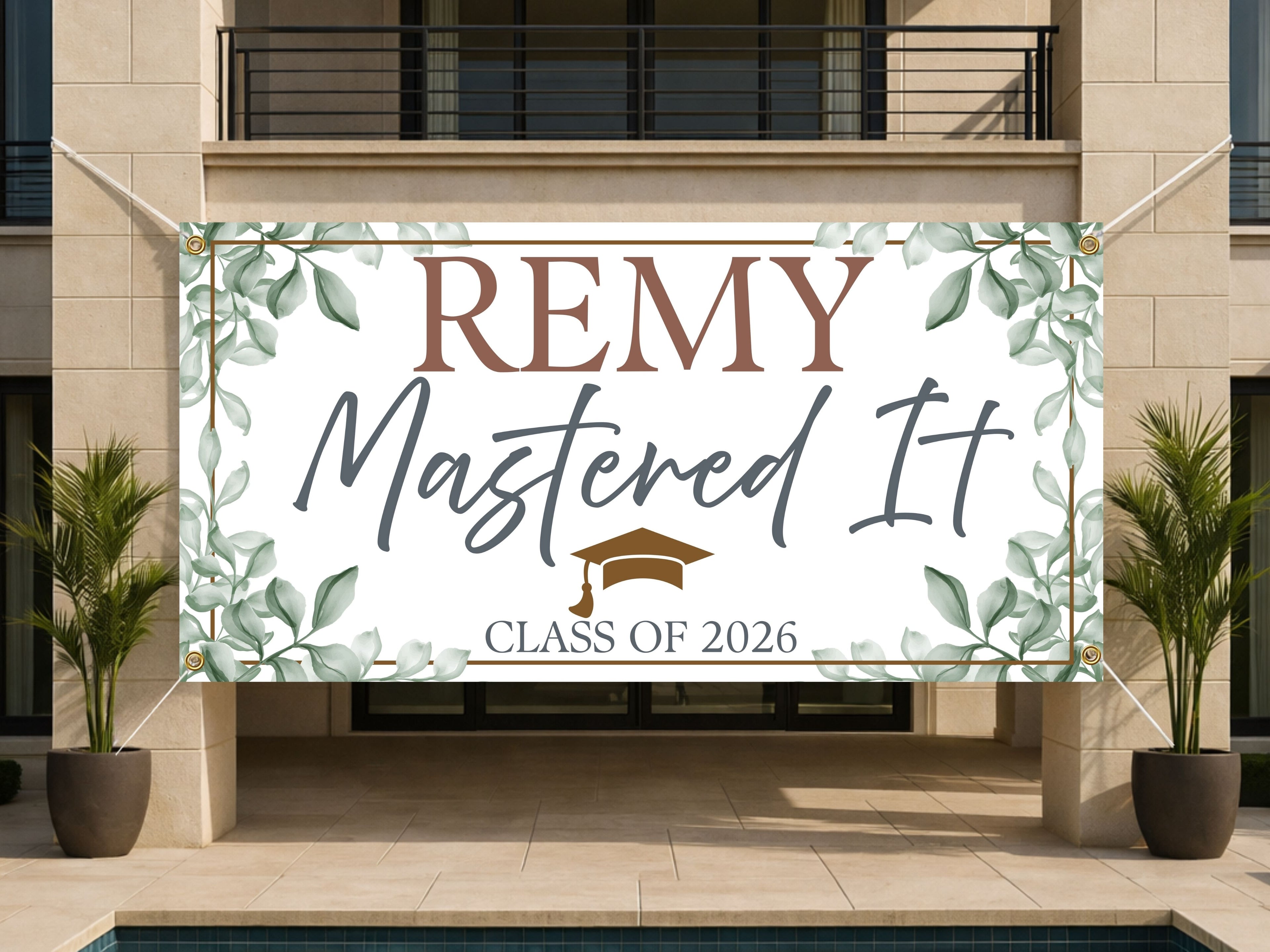 Masters Graduation Banner, Personalized Grad Party Sign, Custom Name Backdrop