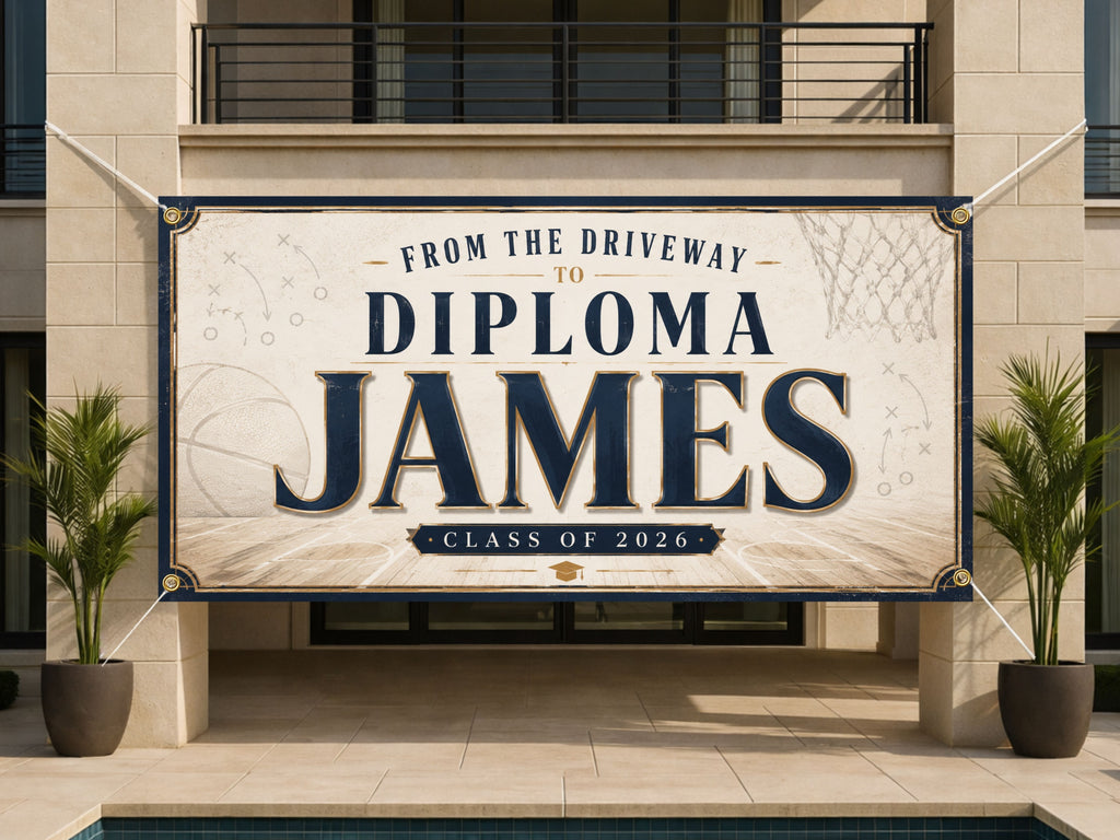Basketball Graduation Banner, Senior Athlete Sign, Custom Name Backdrop