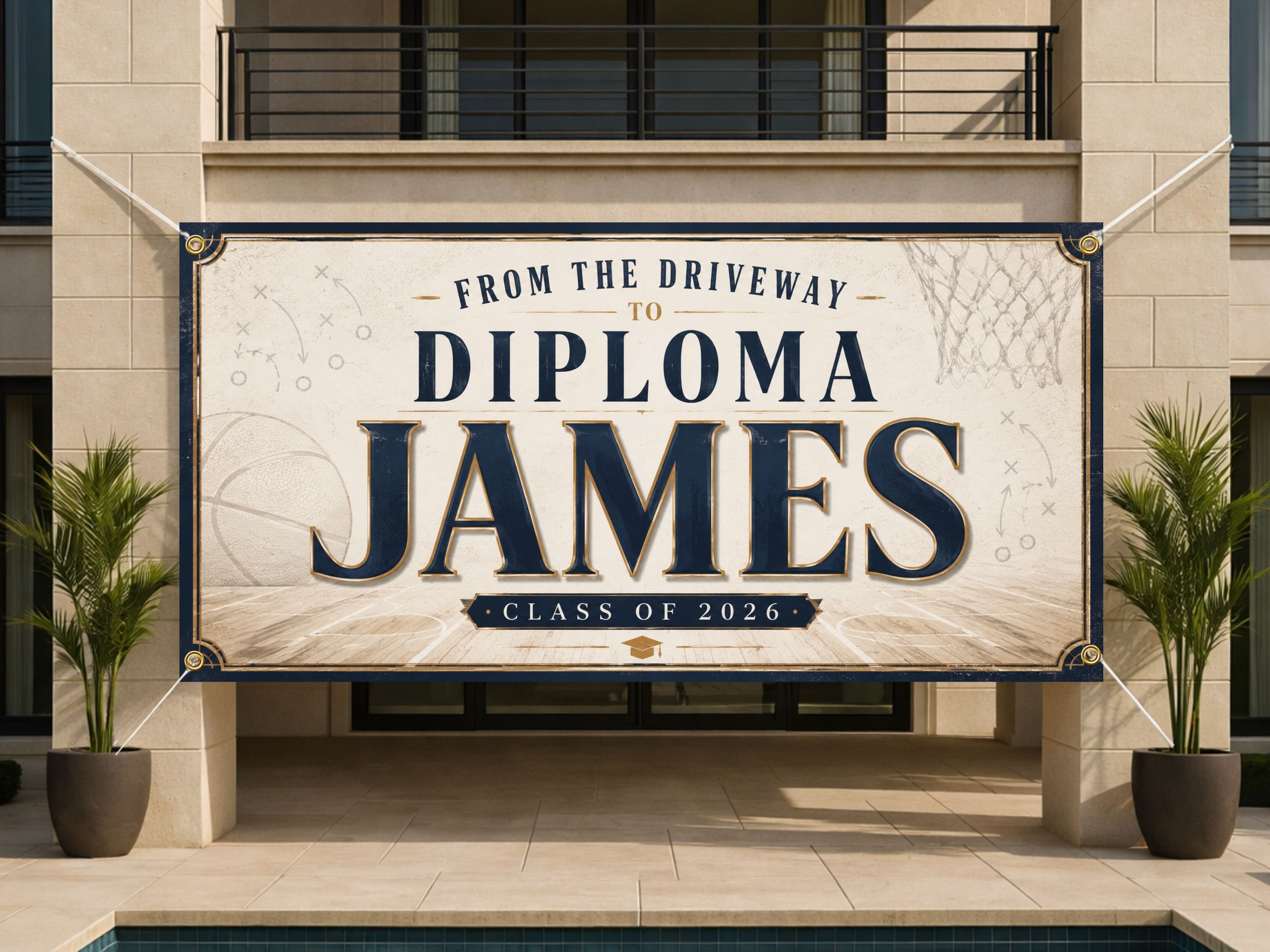 Basketball Graduation Banner, Senior Athlete Sign, Custom Name Backdrop