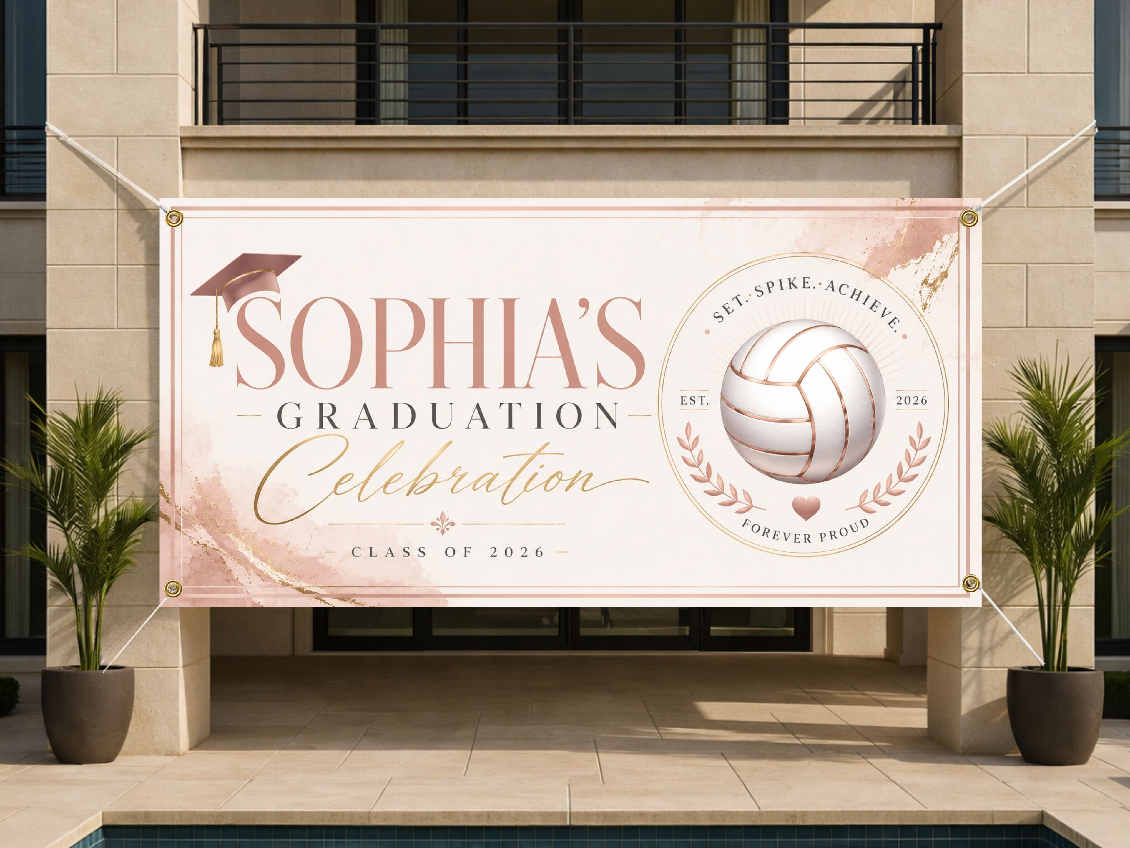 Volleyball Graduation Banner, Senior Athlete Sign, Custom Name Backdrop