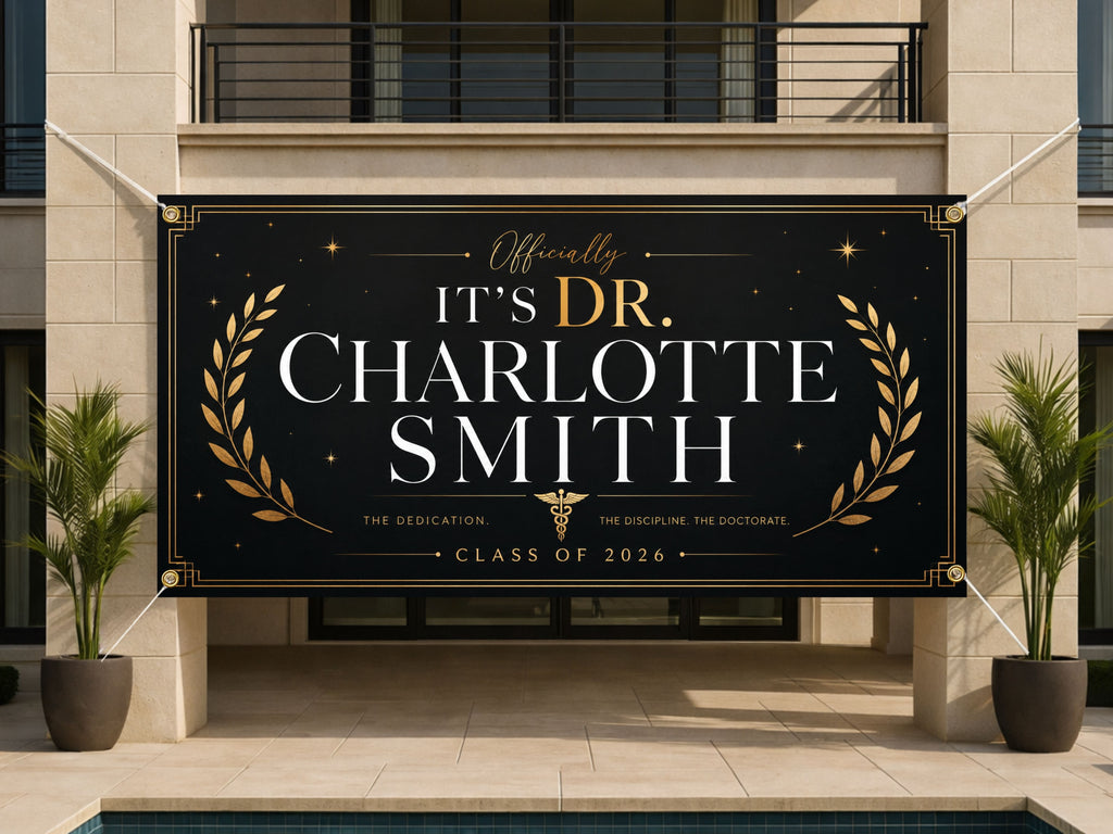 Masters Graduation Banner, Personalized Grad Party Sign, Custom Name Backdrop (Copy)