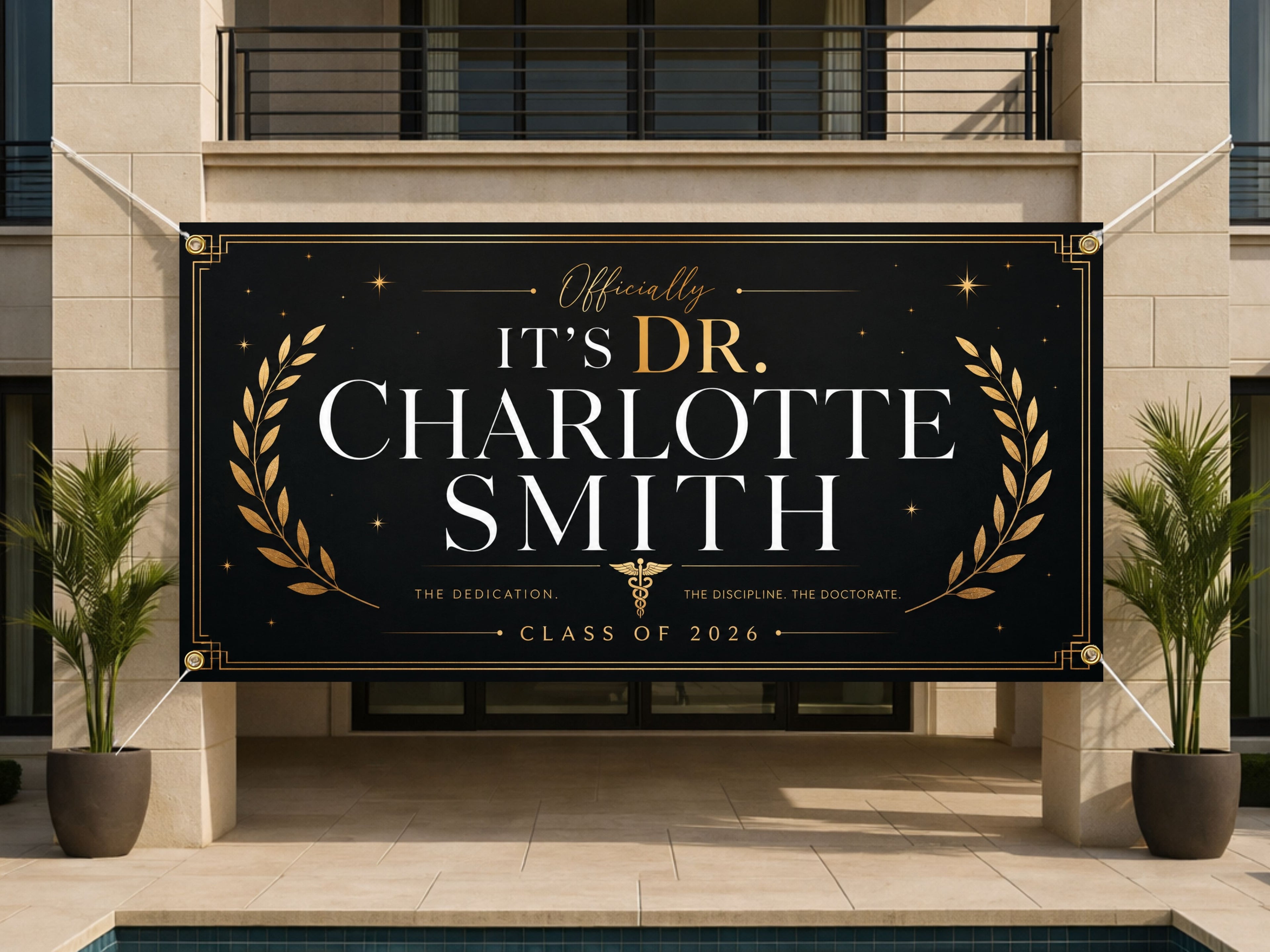 Masters Graduation Banner, Personalized Grad Party Sign, Custom Name Backdrop (Copy)