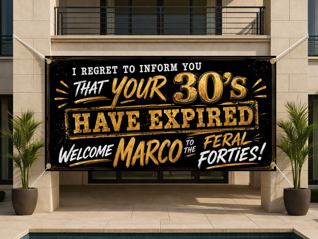40th Birthday Banner, Expired 30s Party Sign, Men Backdrop