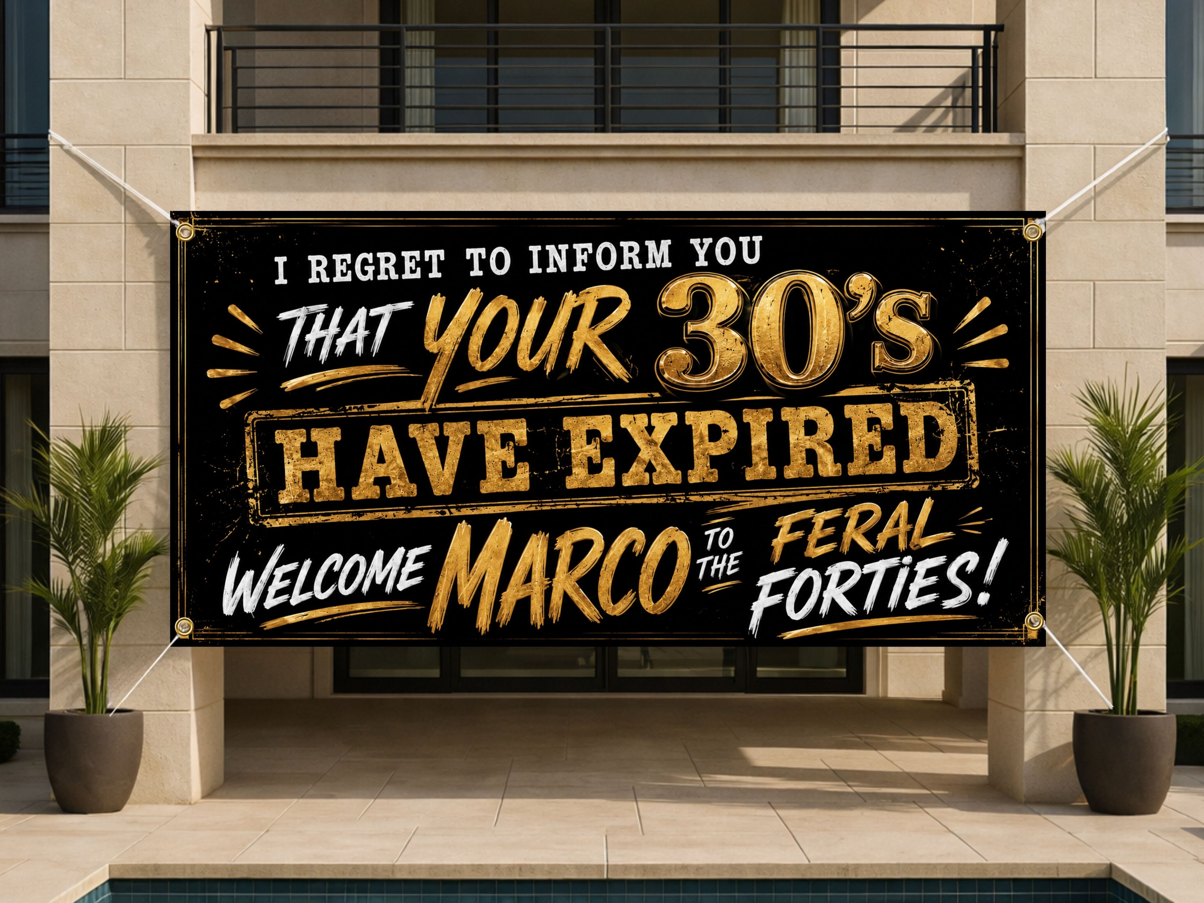 40th Birthday Banner, Expired 30s Party Sign, Men Backdrop