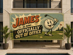 Funny Golf Retirement Banner | Retro Retirement Officially Out of Office Party Sign