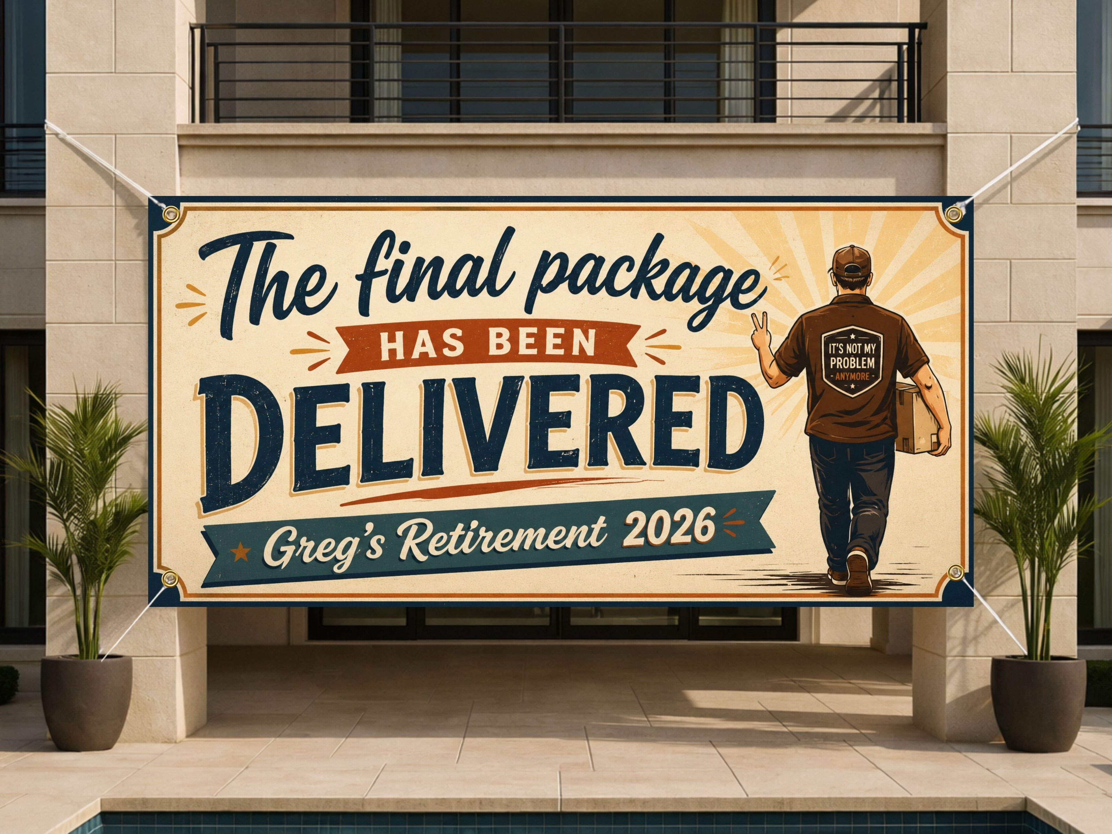 Delivery Driver Retirement Banner | Final Package Not My Problem Vintage
