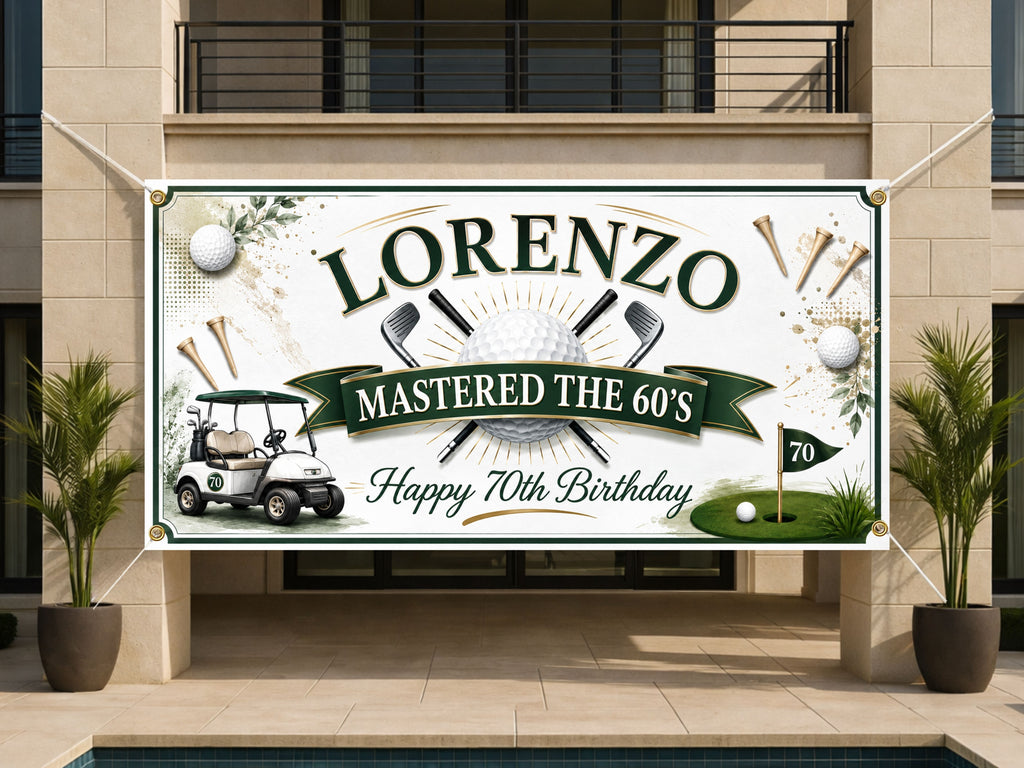 Golf 70th Birthday Banner, Masters Party Sign, Clubhouse Backdrop