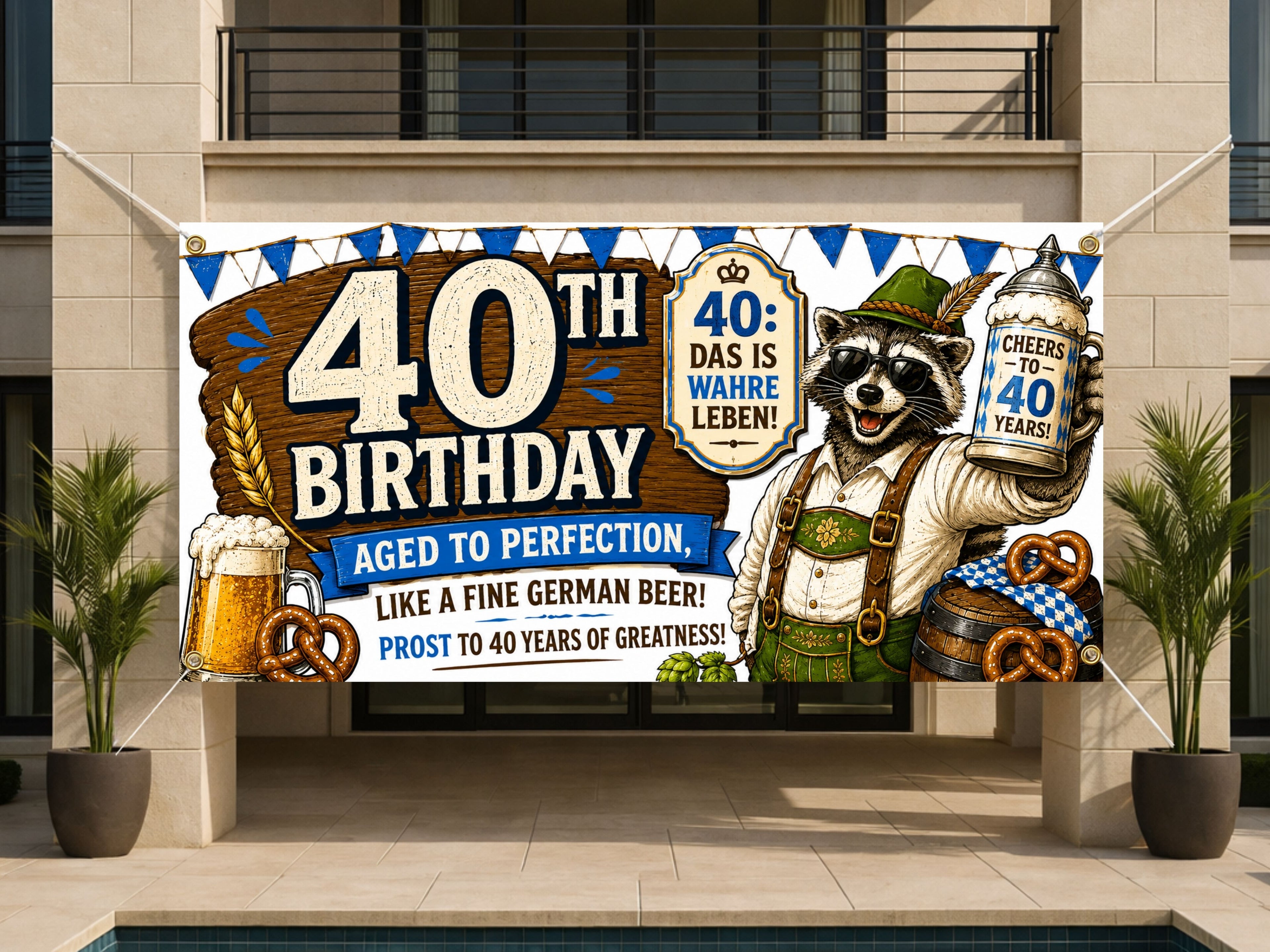 40th Birthday Banner, German Beer Party Backdrop, Funny Oktoberfest Sign