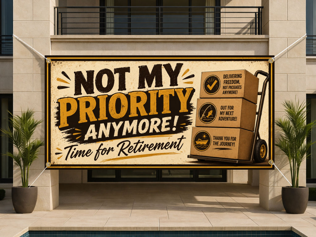 Funny Retirement Banner, Retirement Party Sign, Freedom Theme Backdrop