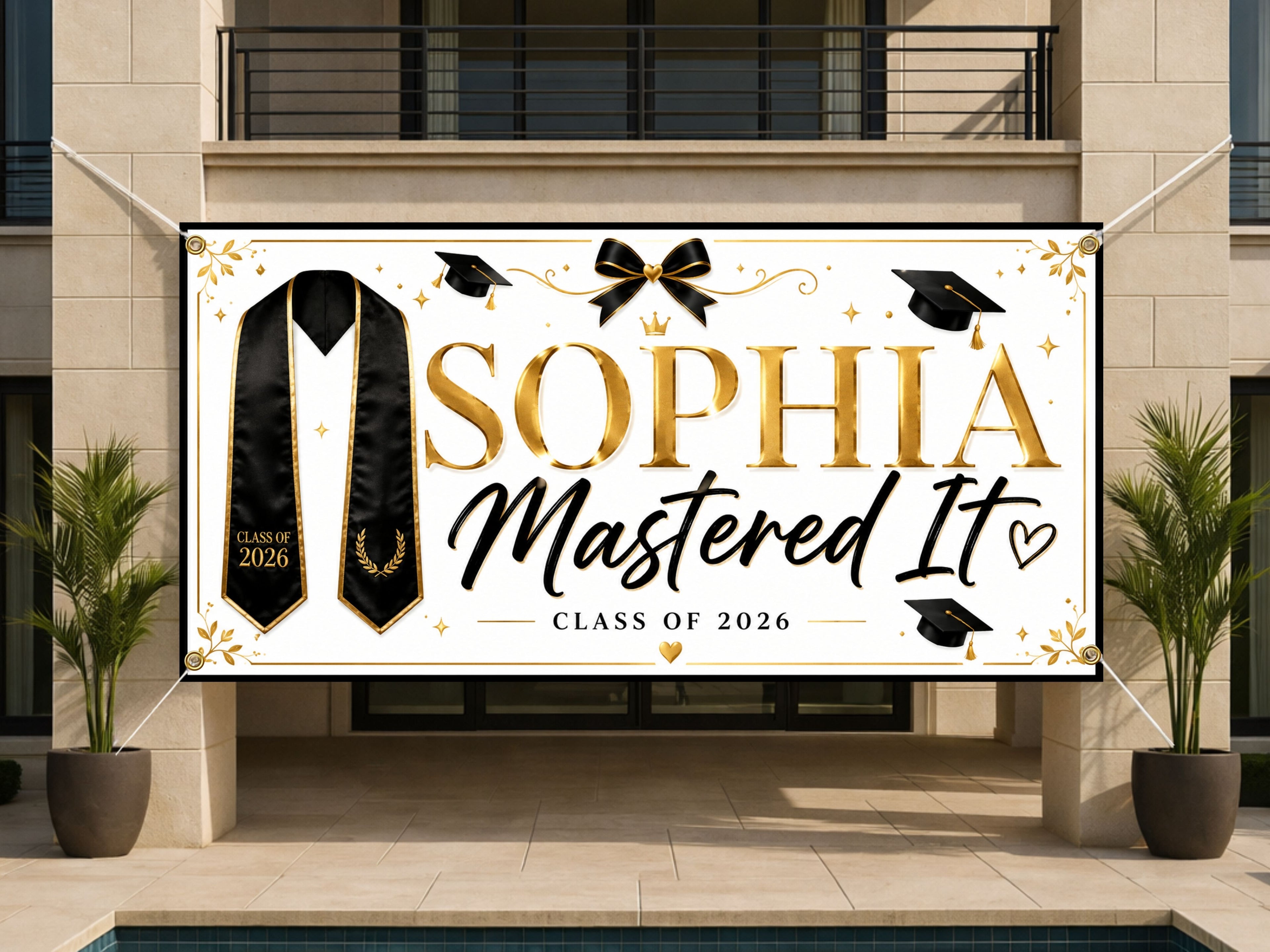 Graduation Banner, Personalized Grad Party Sign, Custom Name Backdrop