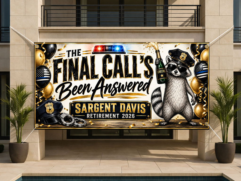 Raccoon Police Retirement Banner
