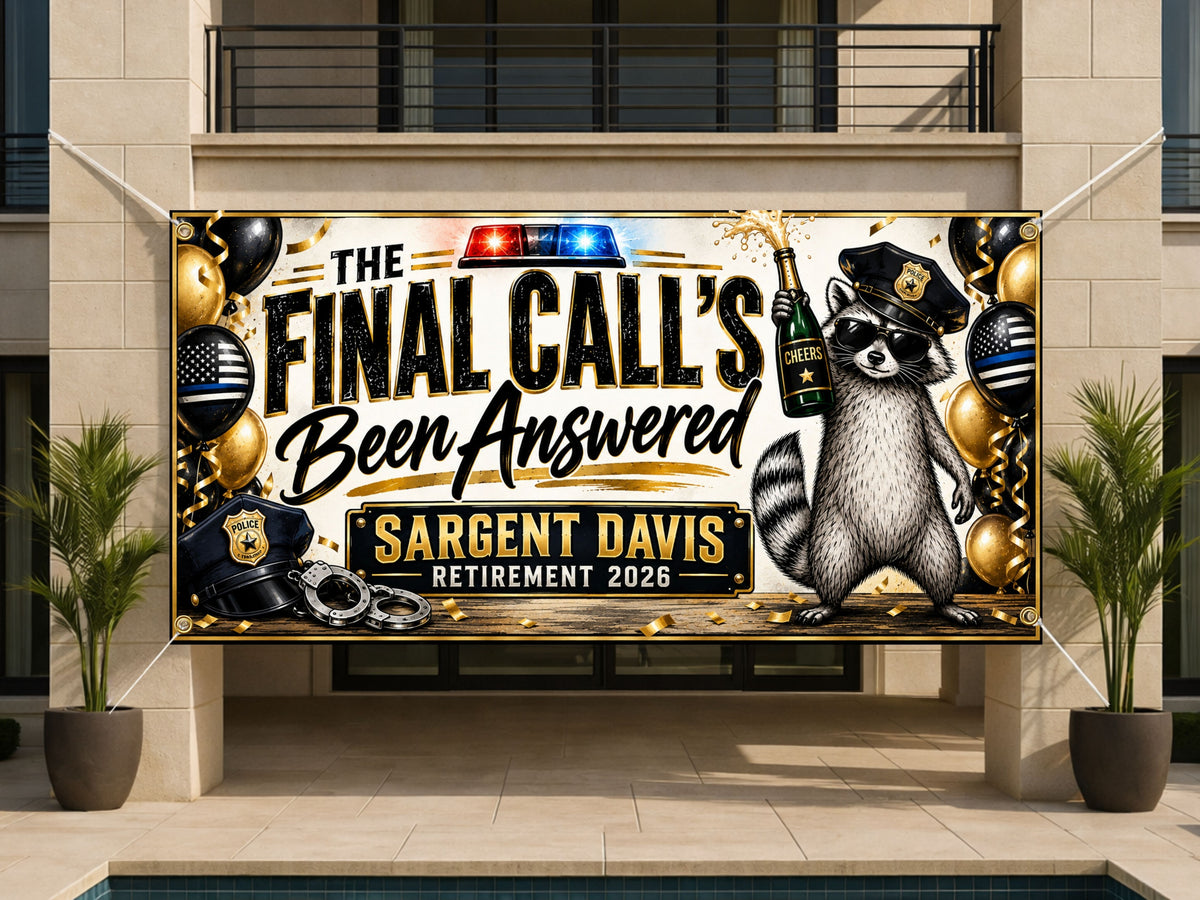 Raccoon Police Retirement Banner