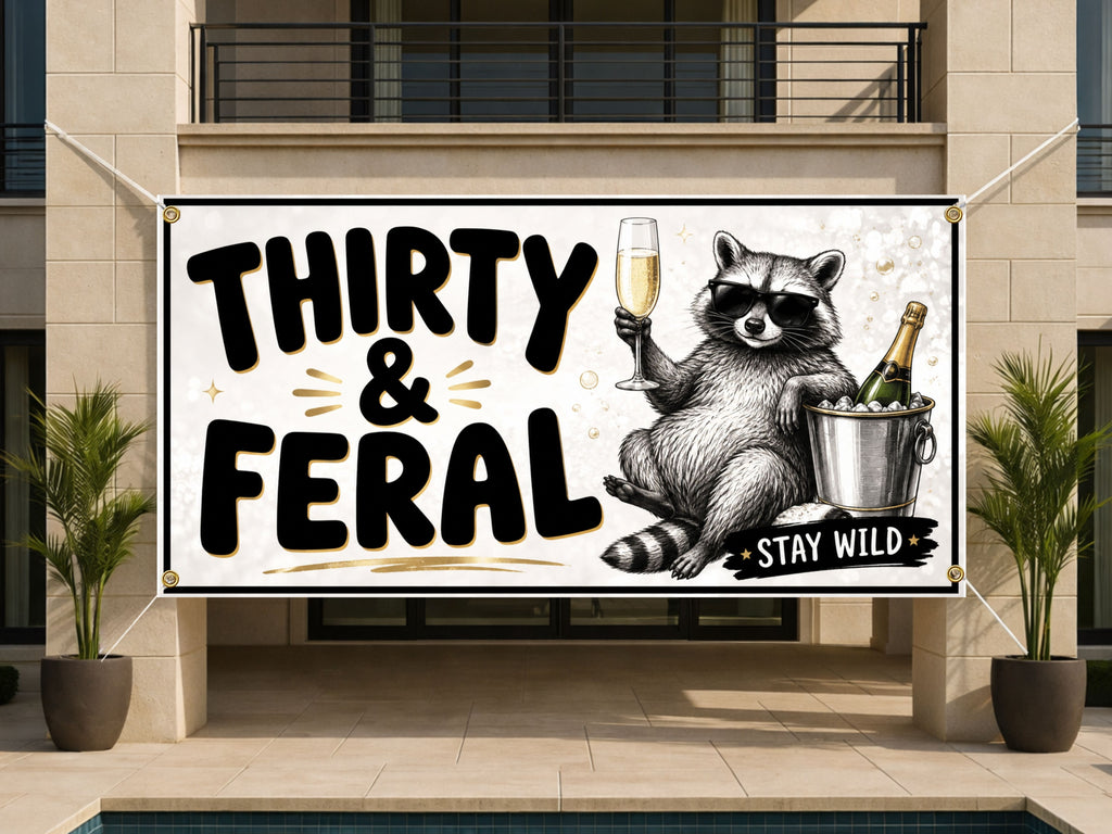 Raccoon 30th Birthday Banner